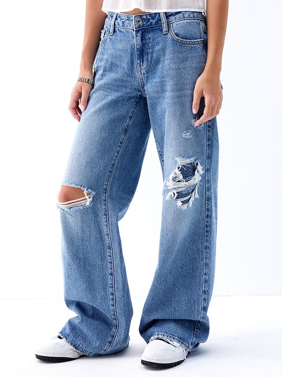 PacSun Denim - Pacsun Women’s Casey Medium Indigo Ripped Low Rise Baggy Jeans
